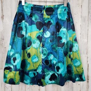 Worthington Multicolored Lined Midi Skirt Blue Size 8